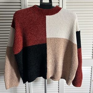 Pink Lily Colorblock Crew Neck Sweater